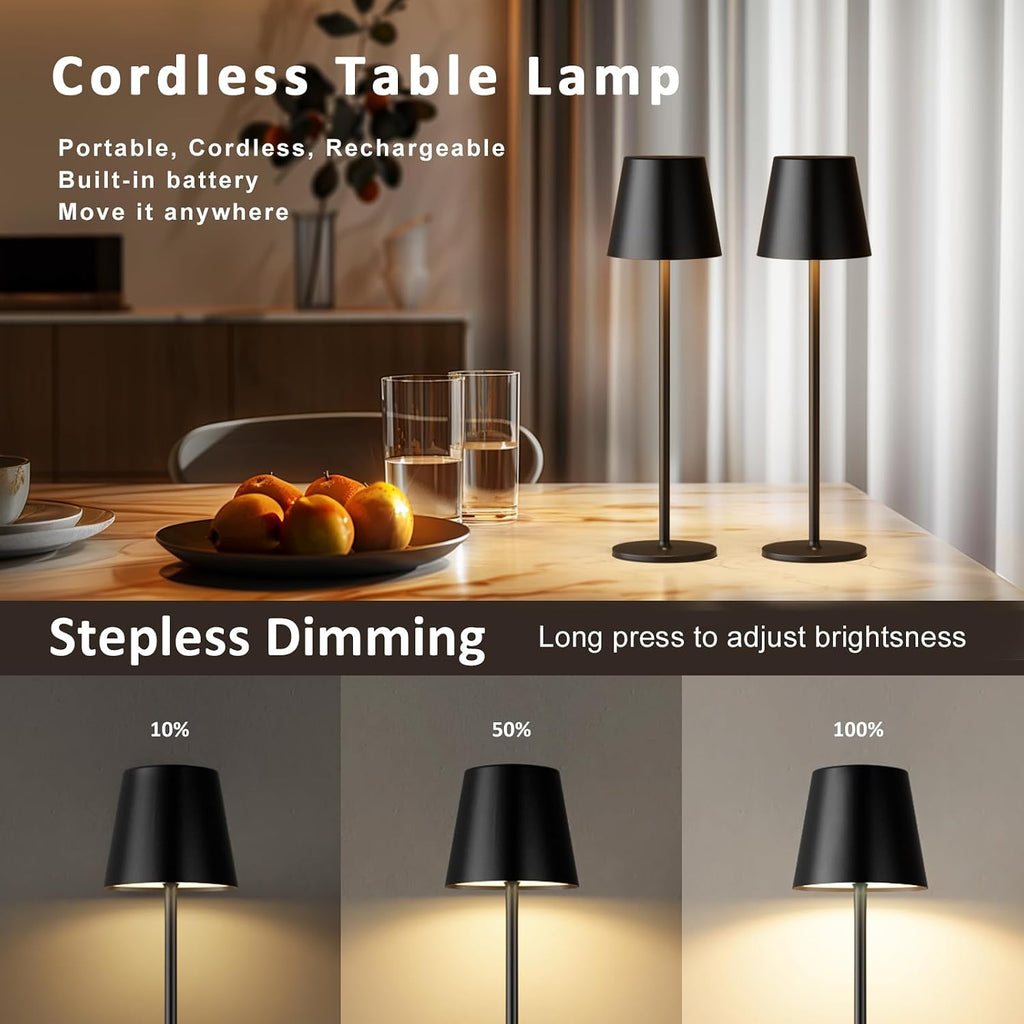Kakanuo Cordless Table Lamp, 3 Color Stepless Dimming, 5000mAh Rechargeable Battery Powered, Outdoor LED Lamps, for Dining Room, Living…