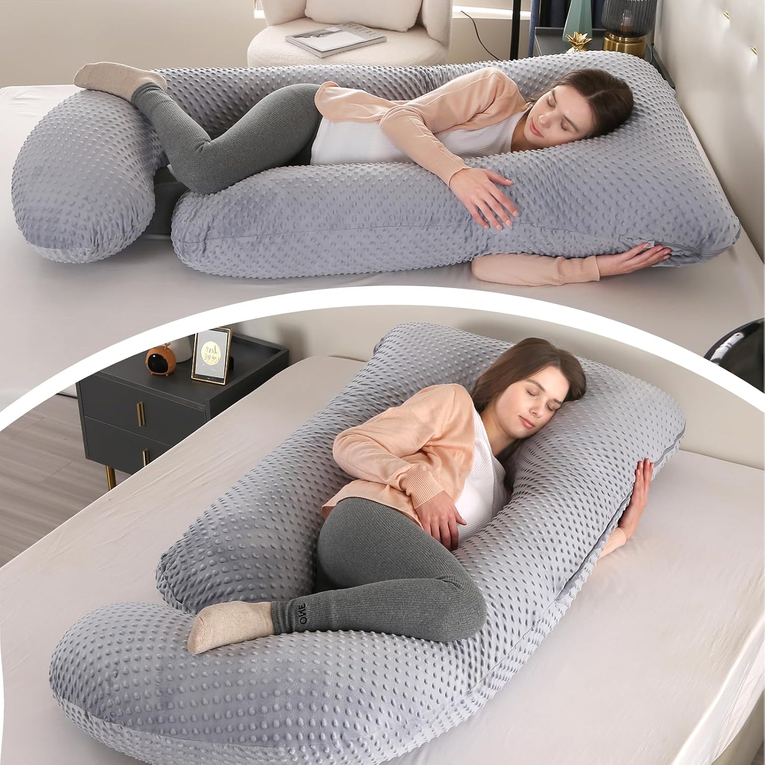 U-Shaped Full Body Pregnancy Pillow for Sleeping – 57" Maternity Pillow with Removable Cover, Support for Back, Legs, Belly & Hips…