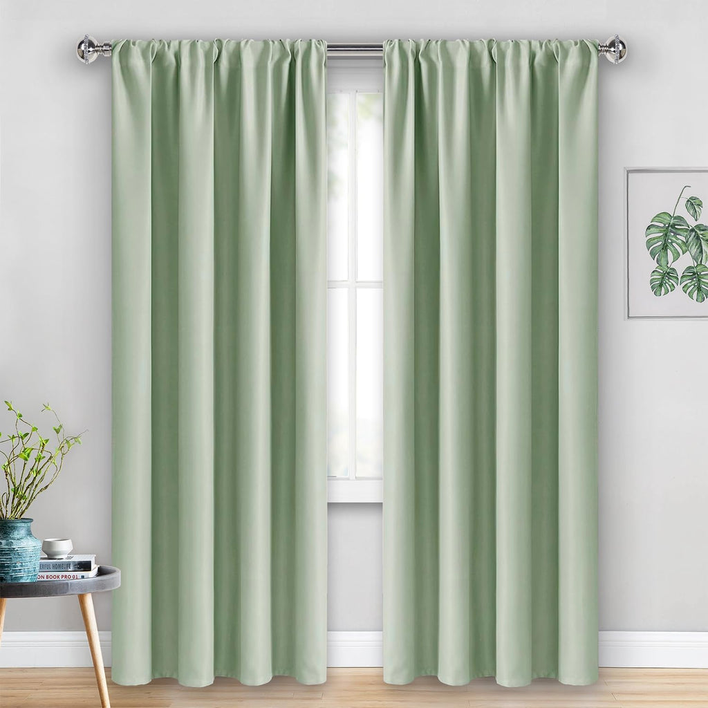 Jiuzhen Blackout Curtains for Bedroom - Thermal Insulated Room Darkening Rod Pocket Curtains for Living Room, Set of 2 Panels with Tiebacks…