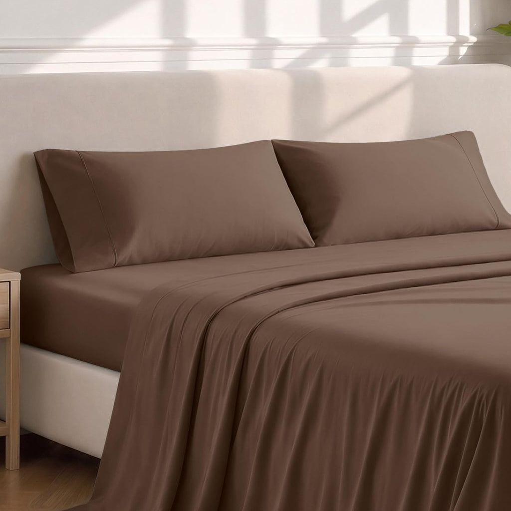 BareHome Bare Home Microfiber Pillow Cases - King Size Set of 2 - Cooling Pillowcases - Double Brushed - Cocoa Pillowcases Two Pack - Easy…