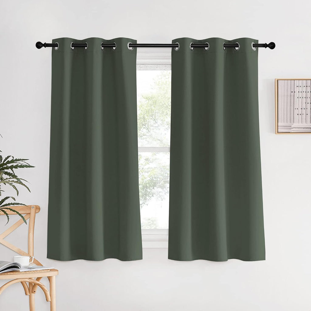 NICETOWN Thermal Insulated Curtains Blackout Draperies, Dark Mallard, Set of 2, 34 by 60 inches Long, Window Treatment Solid Grommet Room…
