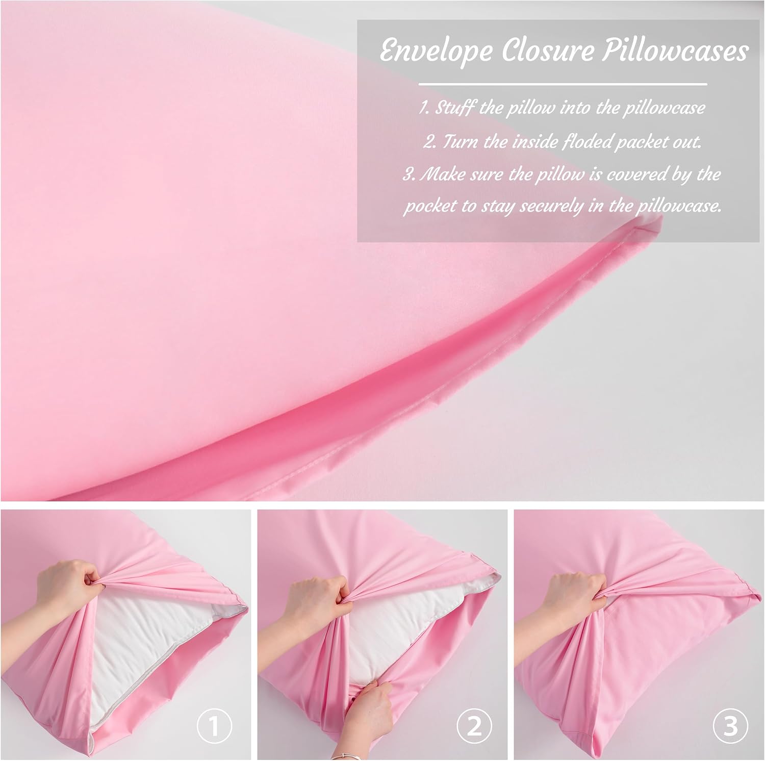 Ntbay Standard Pillow Cases Set of 2, 2 Pack Brushed Microfiber 20x26 Pillow Cases, Soft, Wrinkle, Fade, Stain Resistant Pink Pillow Cases…