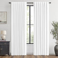 Miulee 100% Blackout Linen Curtains for Bedroom, Bright White Solid Luxury Decor Thermal Insulation Room Darkening Drapes for Living Room N…