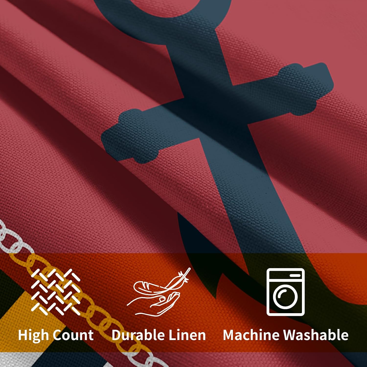 Anchor Compass Throw Pillow Cases Outdoor Nautical Pillow Covers Blue and White Stripes Decorative Cushion Cover 16x16 Inch Red and White…