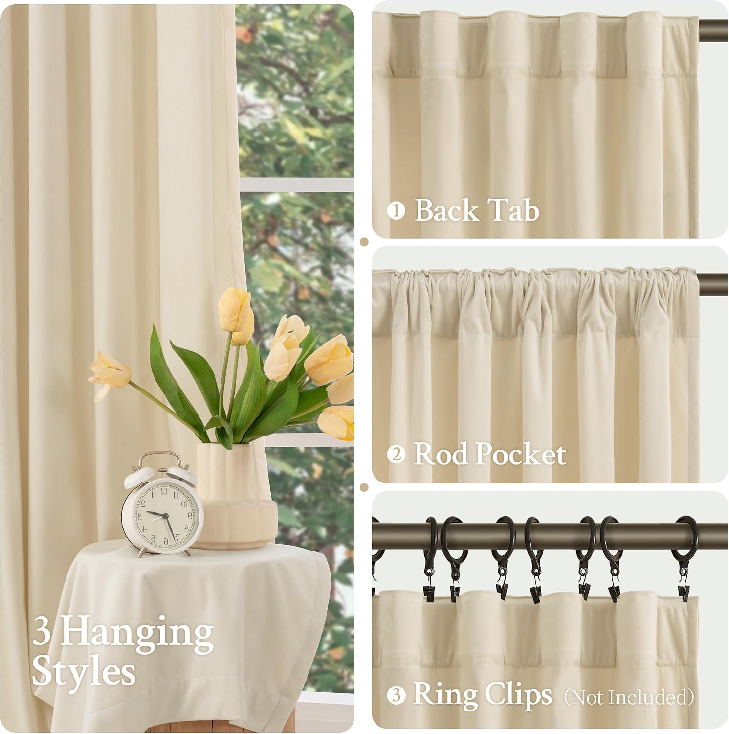 Lamit Beige Velvet Curtains for Living Room 120 Inches Long, Elegant Thermal Insulated Panels Noise Reducing Back Tab and Rod Pocket Drapes…