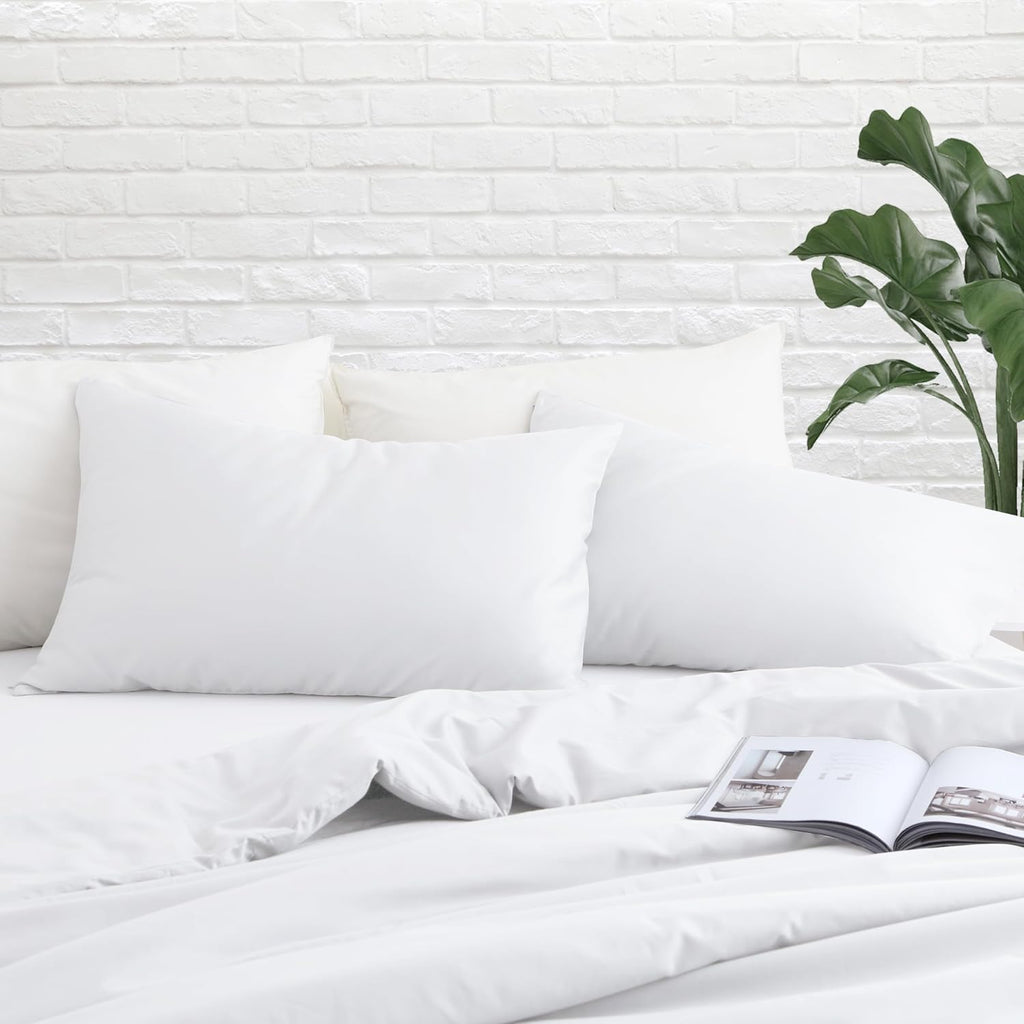 ZaizaiHome Standard Pillow Protector Set of 2, 100% Egyptian Cotton Pillow Cases with Zipper 400 Thread Count Sateen Weave Cotton White Pil…