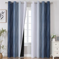 Estelartextiler Estelar Textiler Navy Blue and Greyish White Blackout Curtains for Bedroom 84 Inches Long, Full Room Darkening Grommet Curt…