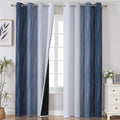 Estelartextiler Estelar Textiler Blackout Curtains 90 Inches Long 2 Panels, Navy Blue and Greyish White Thermal Insulated Energy Saving Omb…