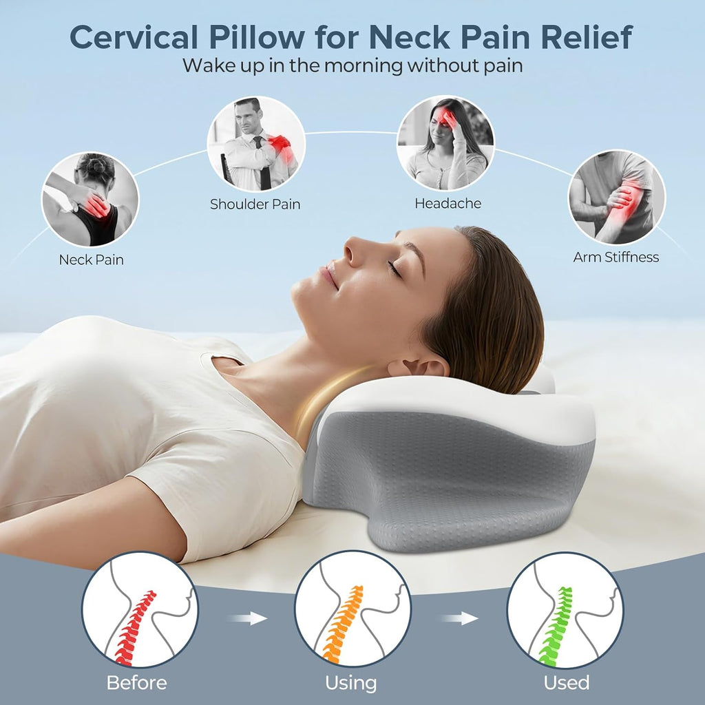 beslovo Cervical Neck Pillow for, Ergonomic Side Sleeper Pillow for Sleeping, Orthopedic Neck Support Contour Memory Foam Pillow for Side…