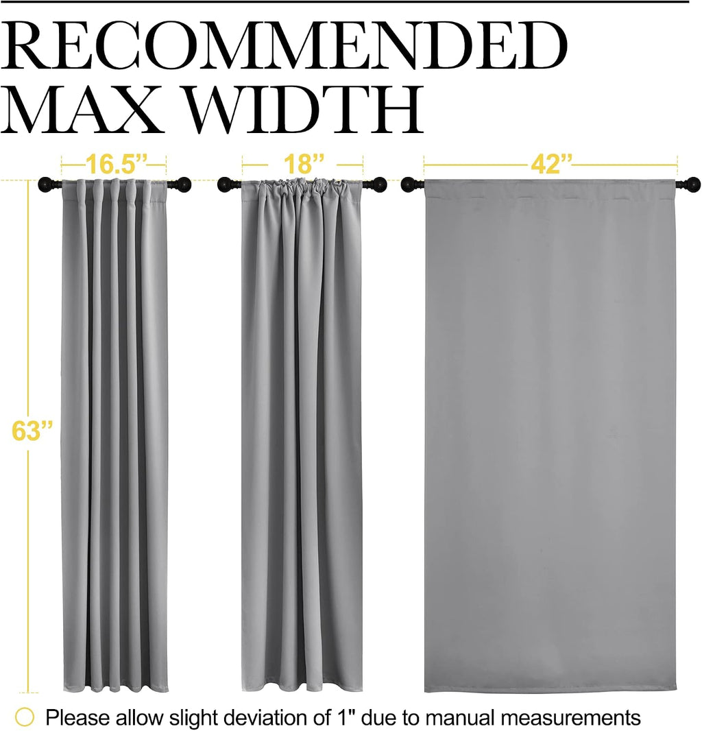 NICETOWN Blackout Curtain Panels for Living Room - (Silver Grey Color) 42x63 Inch, 2 Panels Set, Thermal Insulated Room Darkening…