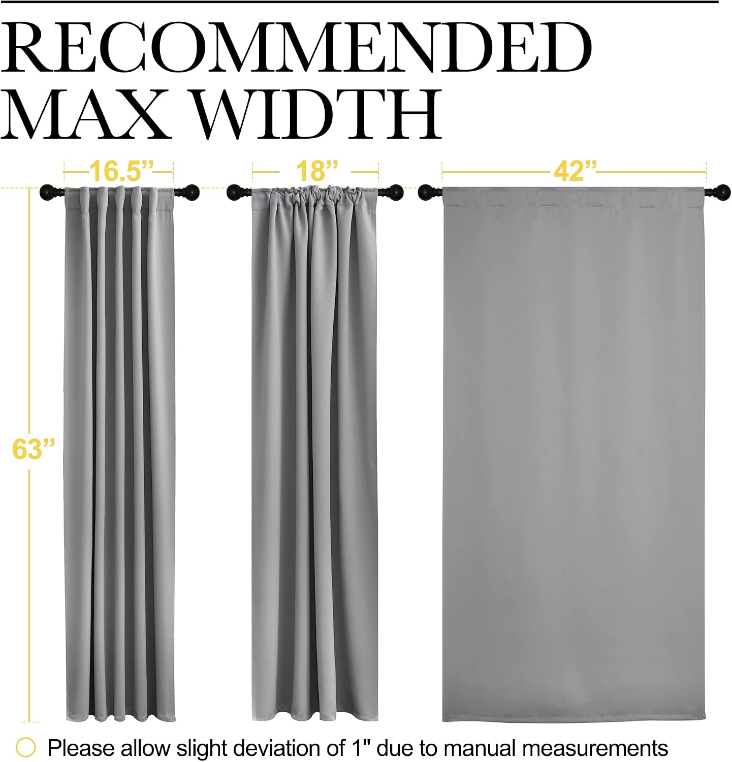 NICETOWN Blackout Curtain Panels for Living Room - (Silver Grey Color) 42x63 Inch, 2 Panels Set, Thermal Insulated Room Darkening…