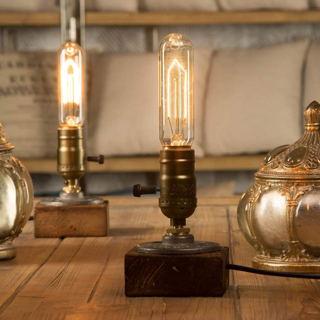 Vintage Table Lamp, Industrial Dimmable Nightlight Steampunk Desk Lamp with E26 Lamp Holder for Bedroom Living Room Home Art Display Cafe…