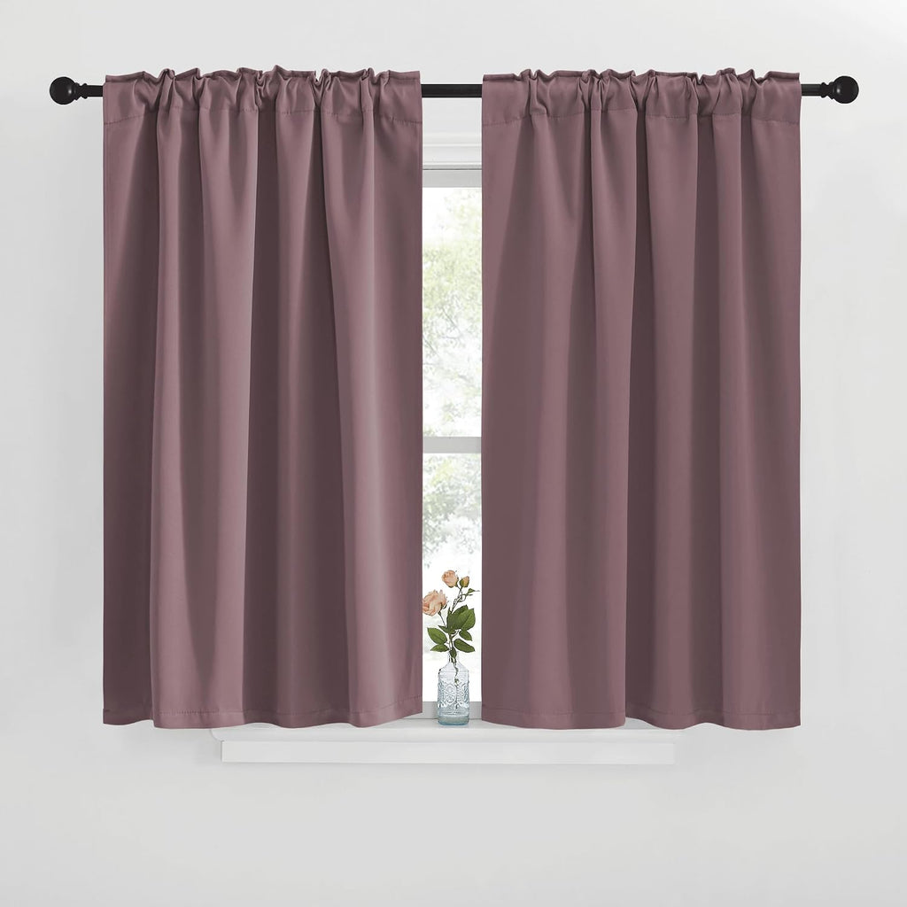 NICETOWN Blackout Curtain Panels for Living Room - (Dry Rose Color) 42x40 inch, 2 Panels Set, Room Darkening Blackout Drapes for Window