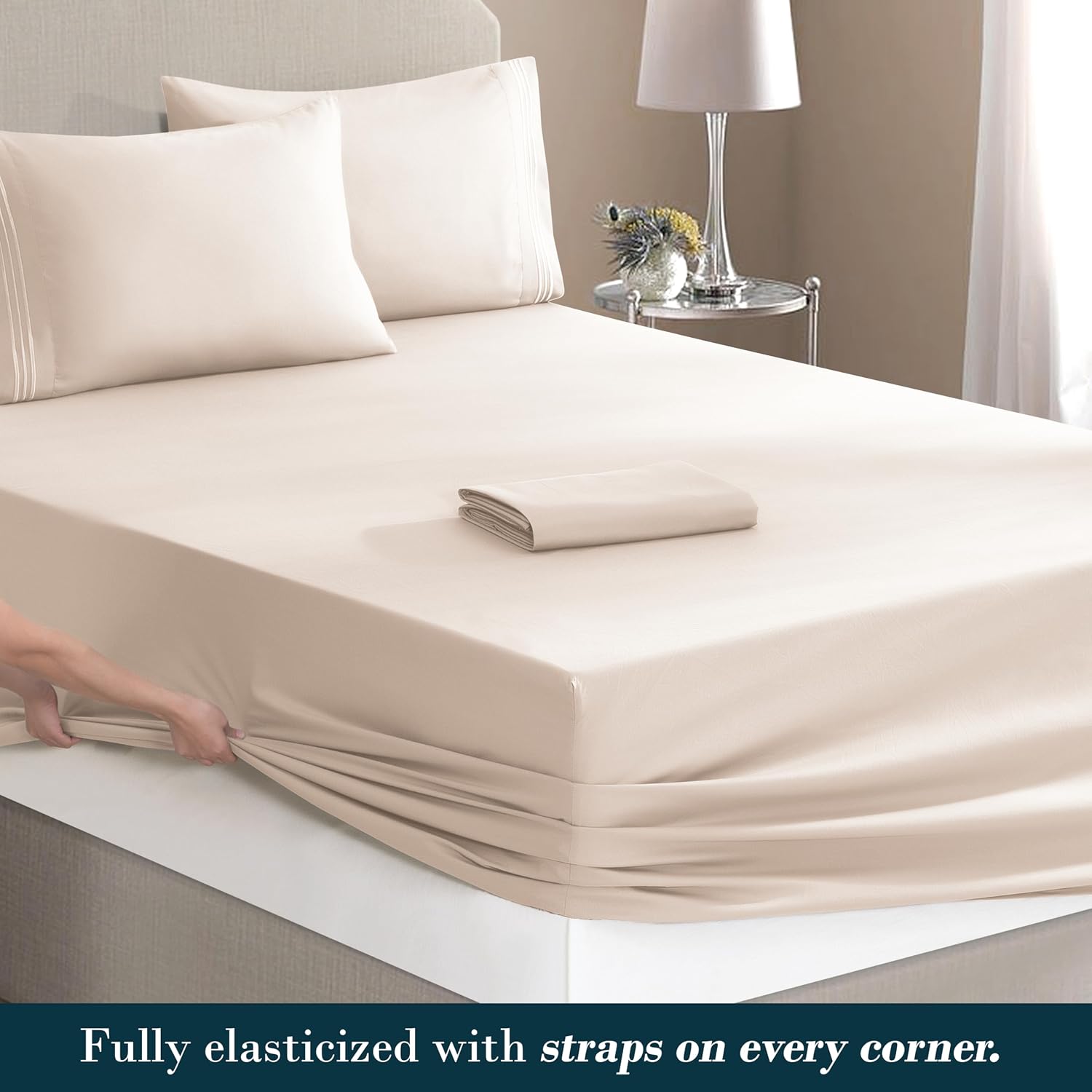 MocassiLuxuryBedding Mocassi Luxury 6-Piece Sheet Set, Ultra Soft 1800 Hotel Quality Microfiber Sheet Set, Fits Mattresses Up to 18 to 24 I…
