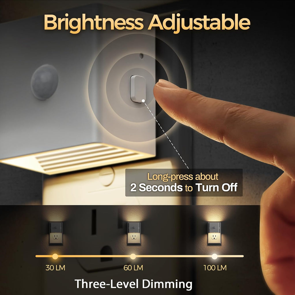 DORESshop LED Motion Sensor Night Light[2 Pack], Night Lights Plug into Wall, Brightness Adjustable Motion Activated Nightlight with Dusk…