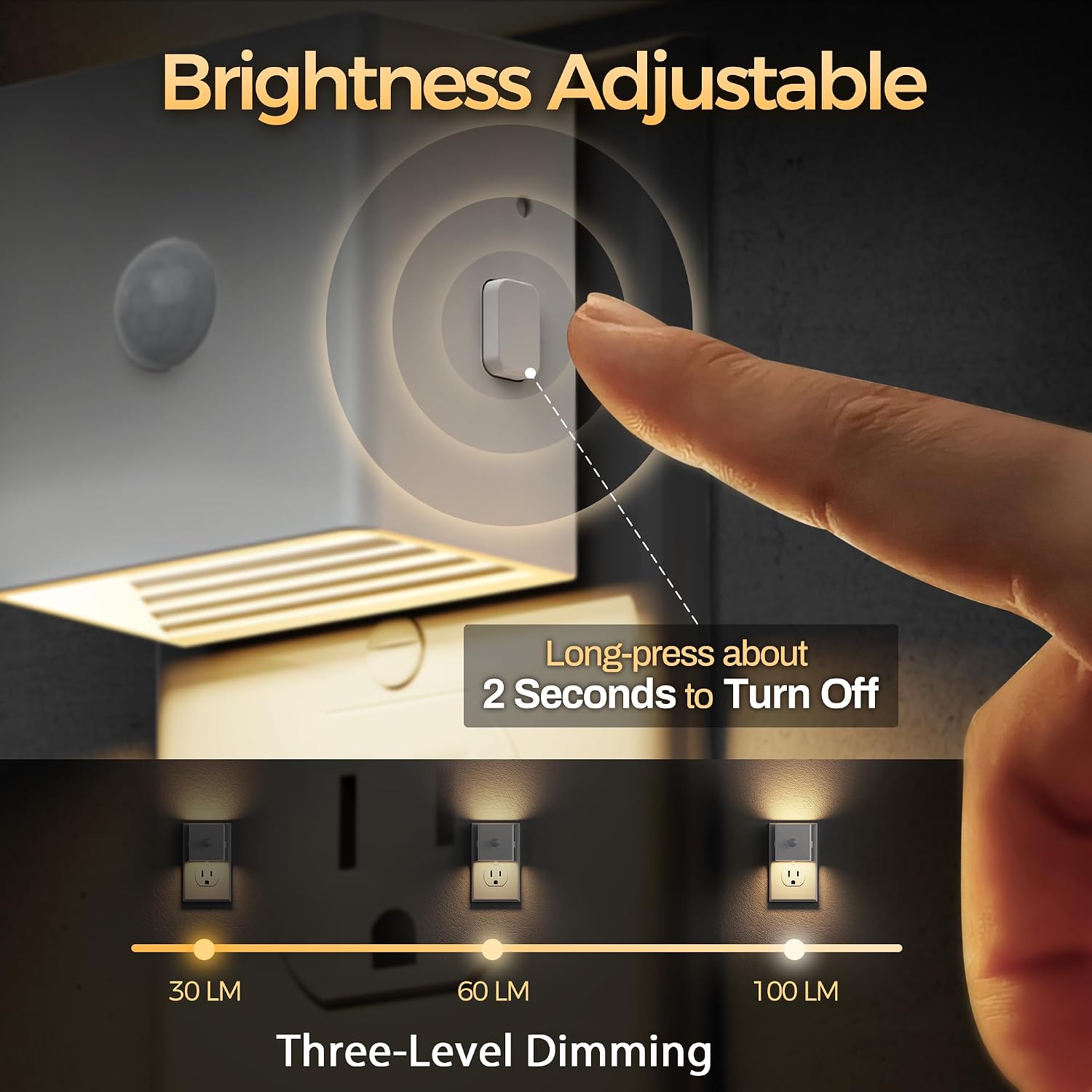 DORESshop LED Motion Sensor Night Light[2 Pack], Night Lights Plug into Wall, Brightness Adjustable Motion Activated Nightlight with Dusk…