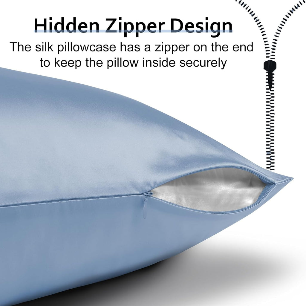 Ravmix Silk Pillow Cases with Zipper, 21momme Mulberry Silk Pillowcase for Hair Skin everyday comfort, Soft Smooth Breathable Cool Pillow…