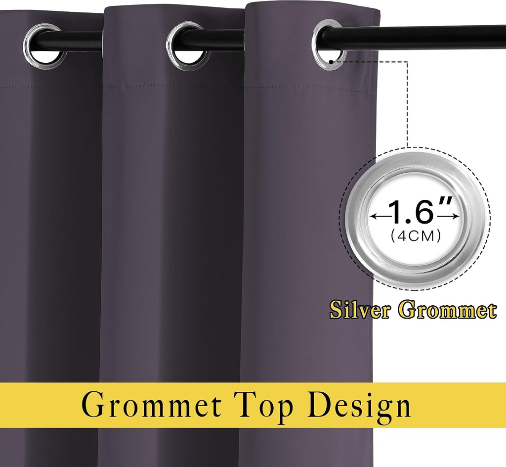 Nicetown Blackout Window Curtains 72 inches Long, Thermal Insulated Grommet Room Darkening Window Treatments for Bedroom/Living Room, Greyi…