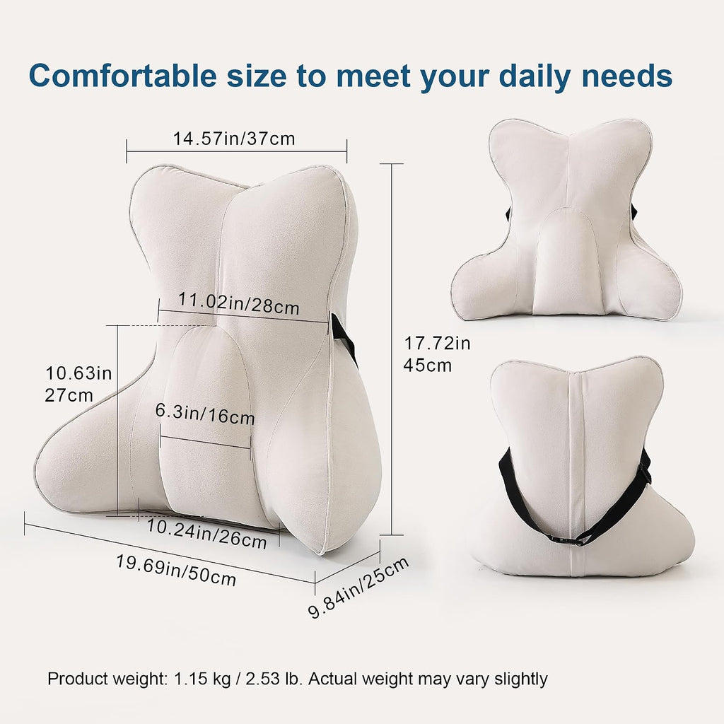 Lumbar Support Pillow(Pat. Pend) – Multi-Functional Ergonomic Back Cushion for Sofa Chair, Car Seat & Sofa, Reading Pillow with Firm…