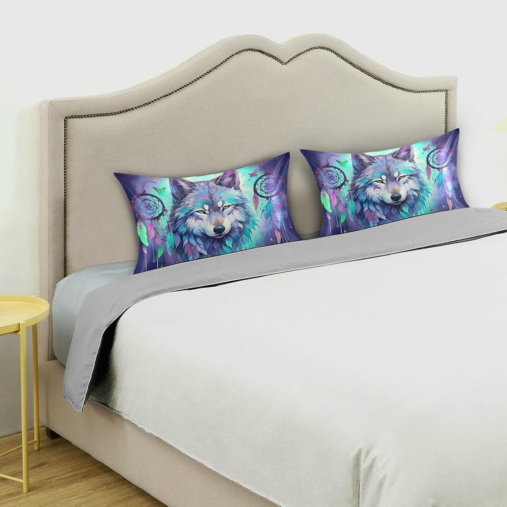 YETTASBIN Wolf Satin Pillowcase, Soft Breathable Silk Pillow Case with Envelope Closure for Hair and Skin, Standard Size 26 x 20 Inch