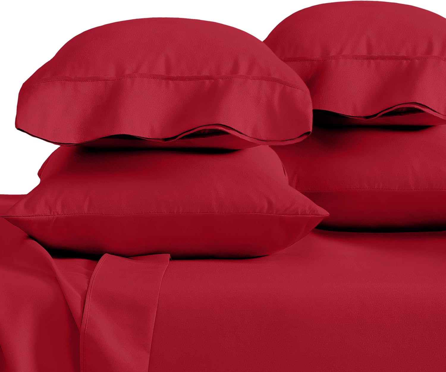 BareHome Bare Home Microfiber Bulk Pillow Cases - Standard/Queen Size Set of 4 - Cooling Pillowcases - Double Brushed - Red Pillowcases 4 P…
