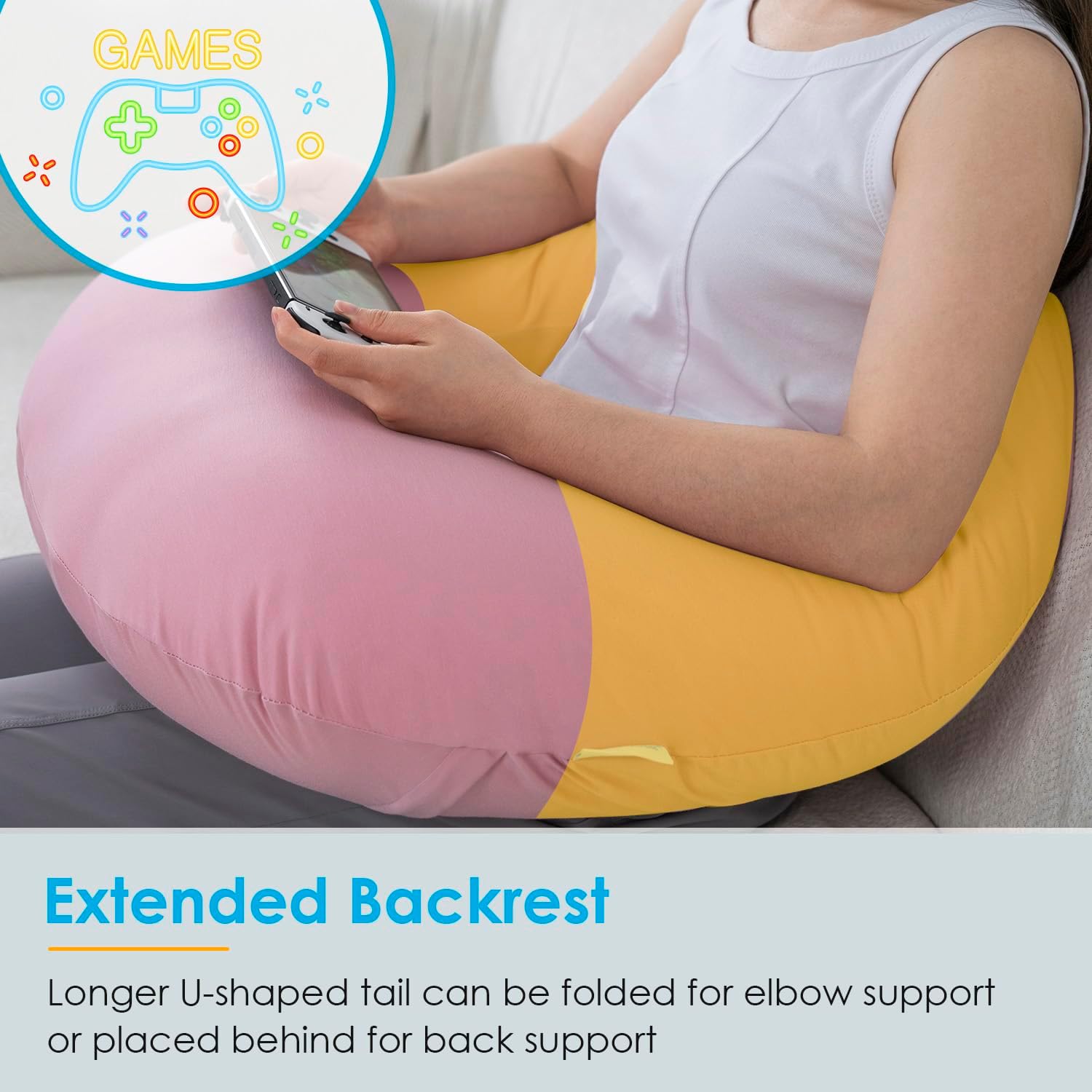 QUEEN ROSE Reading Pillow for Gaming, Lap Desk Pillow for Sitting in Bed or Sofa, Compact Arm Support Pillow for Reading, Playing or…