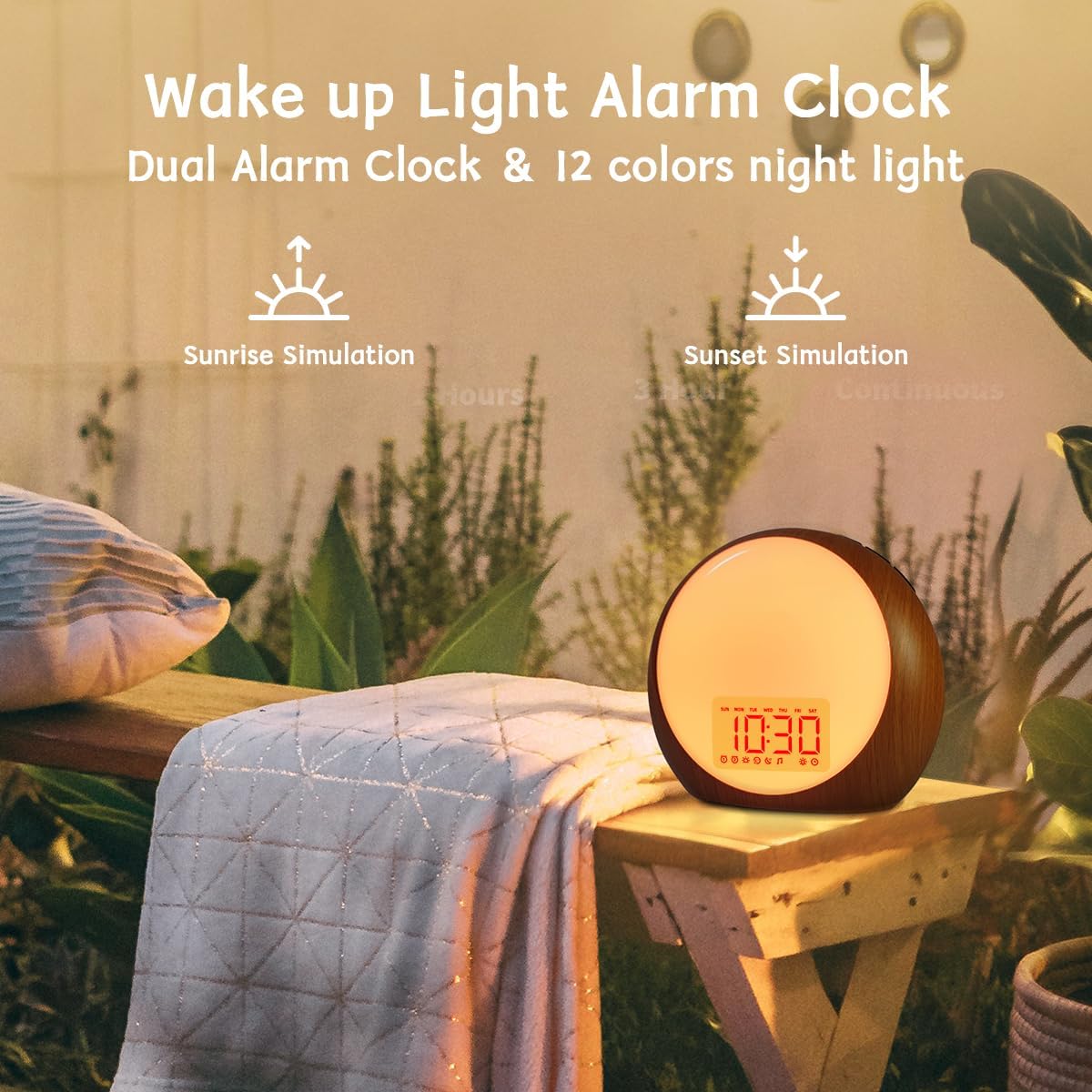 Wake Up Light Sunrise Alarm Clock White Noise Machine with Sunrise Sunset Simulation for Heavy Sleepers Kids Bedroom Dual Alarms Snooze…