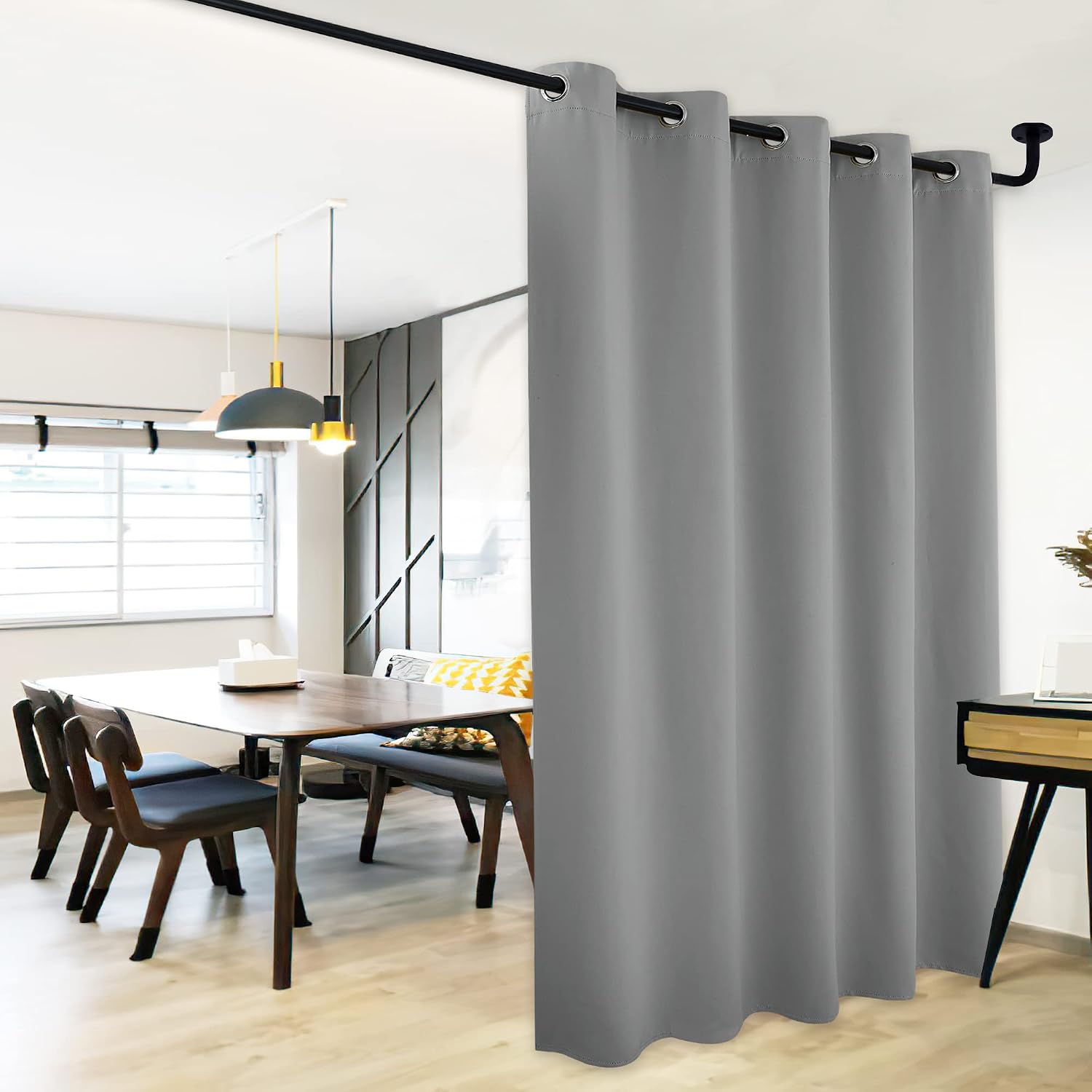 NICETOWN Sliding Door Curtains, Wide Thermal Blackout Patio Door Curtain Panel, Sliding Door Drapes/Draperies with Grommet Top (Silver…