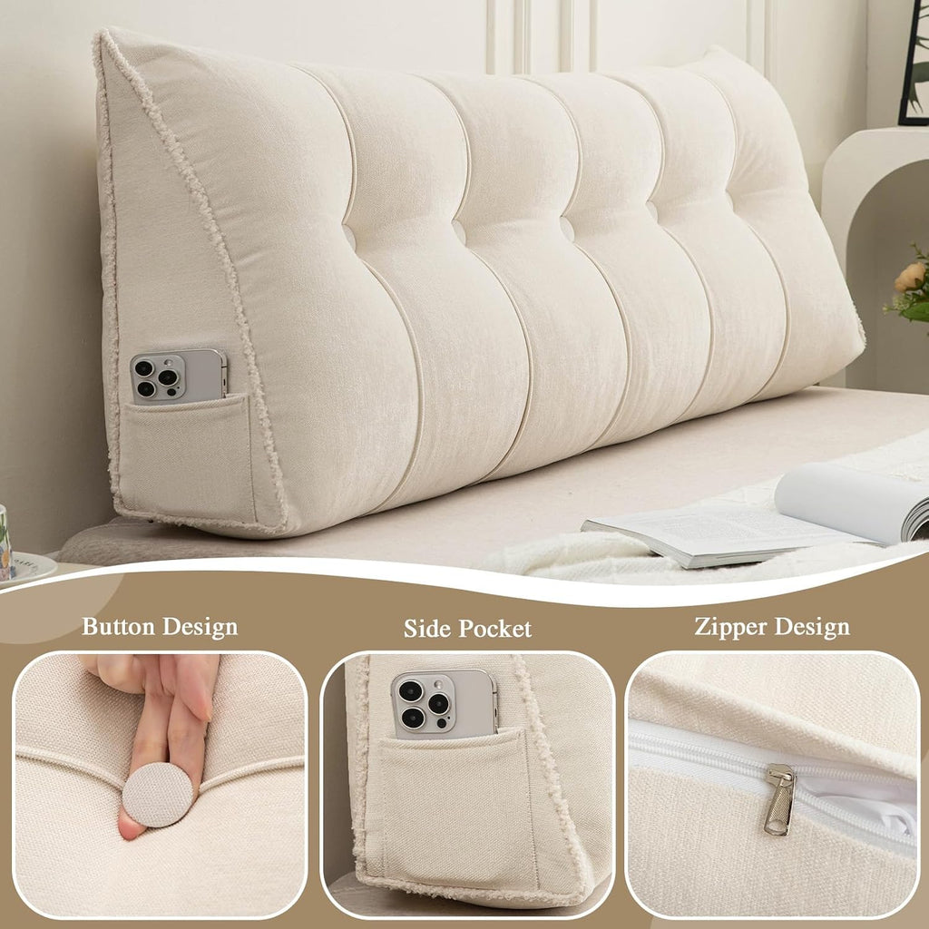 Foreate Headboard Pillow King, Chenille Triangular Wedge Pillow Headboard King Size, Reading Setting Backrest Daybed Pillows for Bed Sofa…