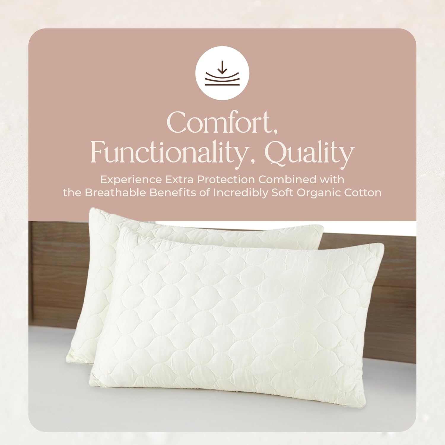Organic Cotton Pillow Protector - Durable Quilted Pillow Protector King Size GOTS & Fairtrade Certified - Thick Hypoallergenic Machine…