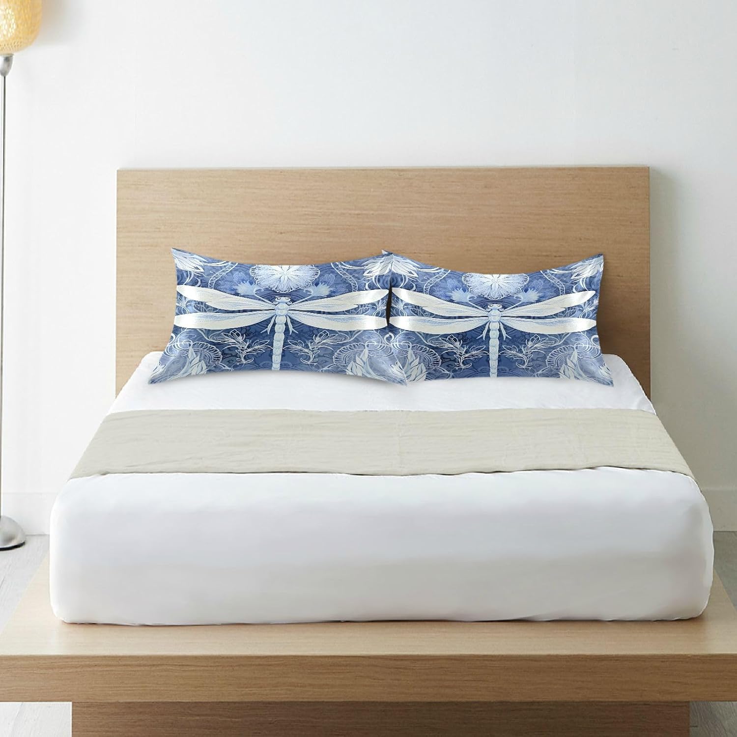 YETTASBIN Dragonfly Satin Pillowcase, Soft Breathable Silk Pillow Case with Envelope Closure for Hair and Skin, Queen Size 30 x 20 Inch