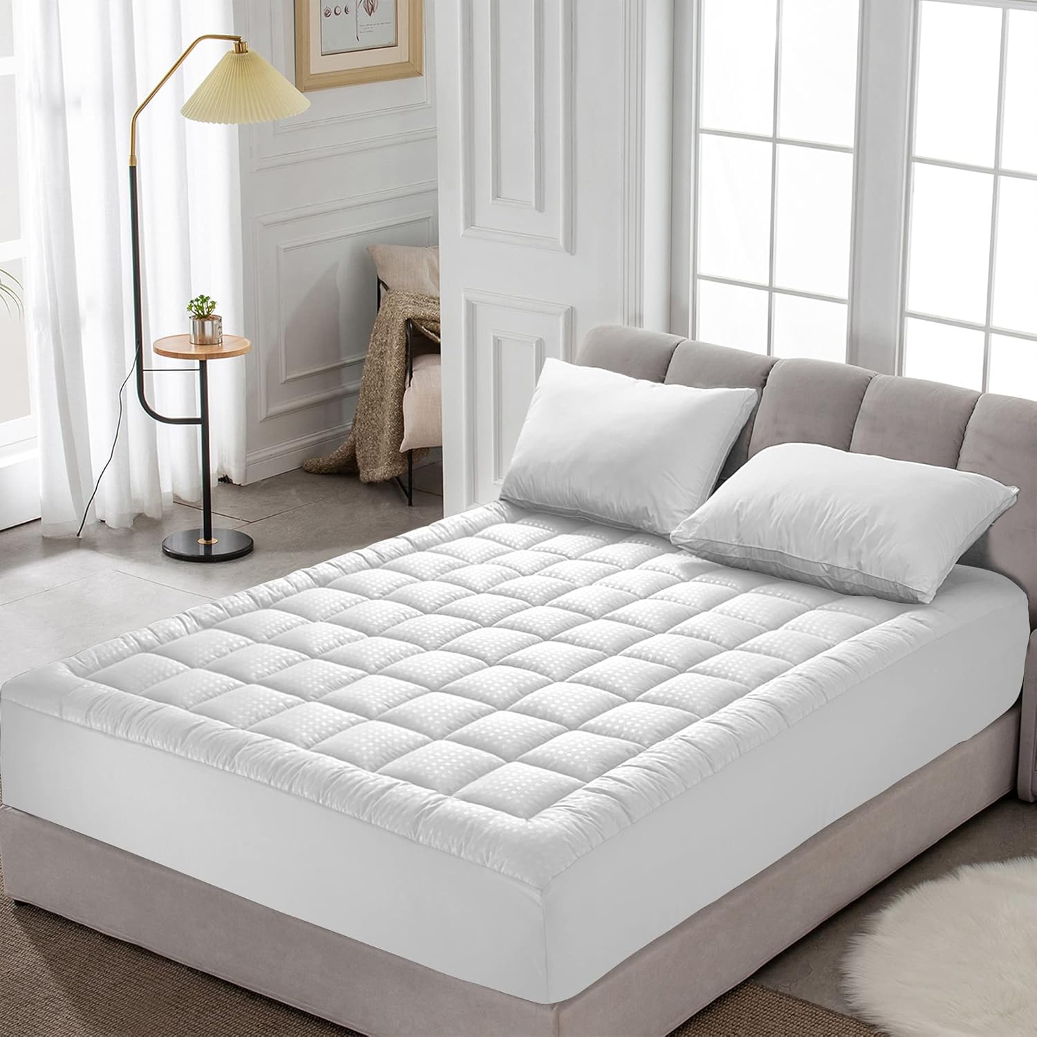 HYLEORY Twin XL Mattress Pad Quilted Fitted Mattress Protector Cooling Pillow Top Mattress Cover Breathable Fluffy Soft Mattress Topper…