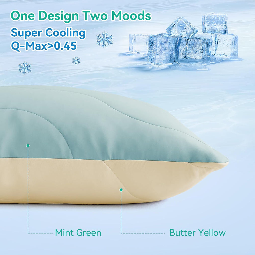 ThreeGeese Three Geese Cooling Goose Down Feather Pillows Queen Size Set of 2 for Hot Sleepers, Q-Max>0.45, Cooling Hotel Bed Pillows with…