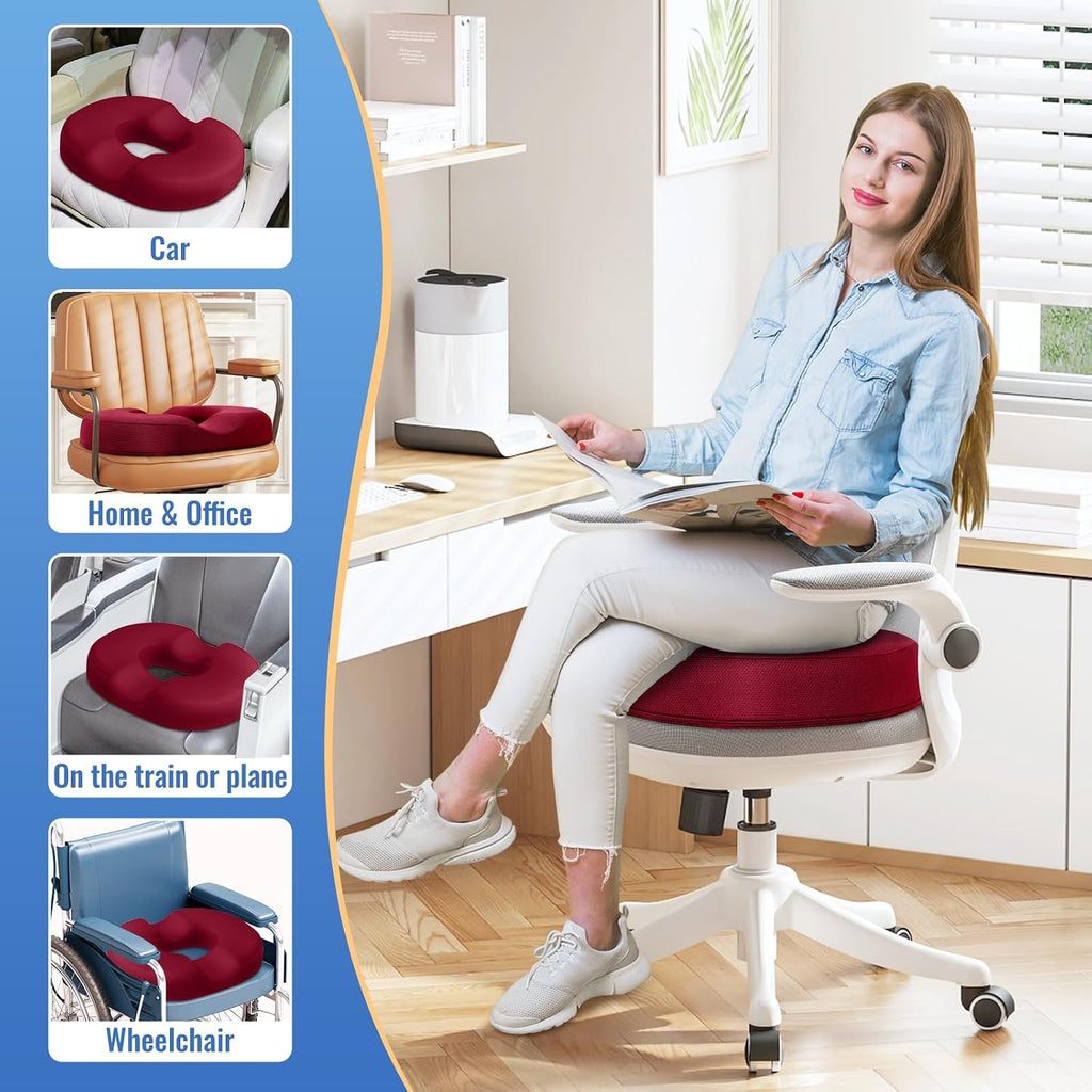 CloudBliss Donut Pillow Seat Cushion Chair Pad for Tailbone and Hemorrhoids, Memory Foam Seat Chair Cushion for Men and Women for Home & Of…