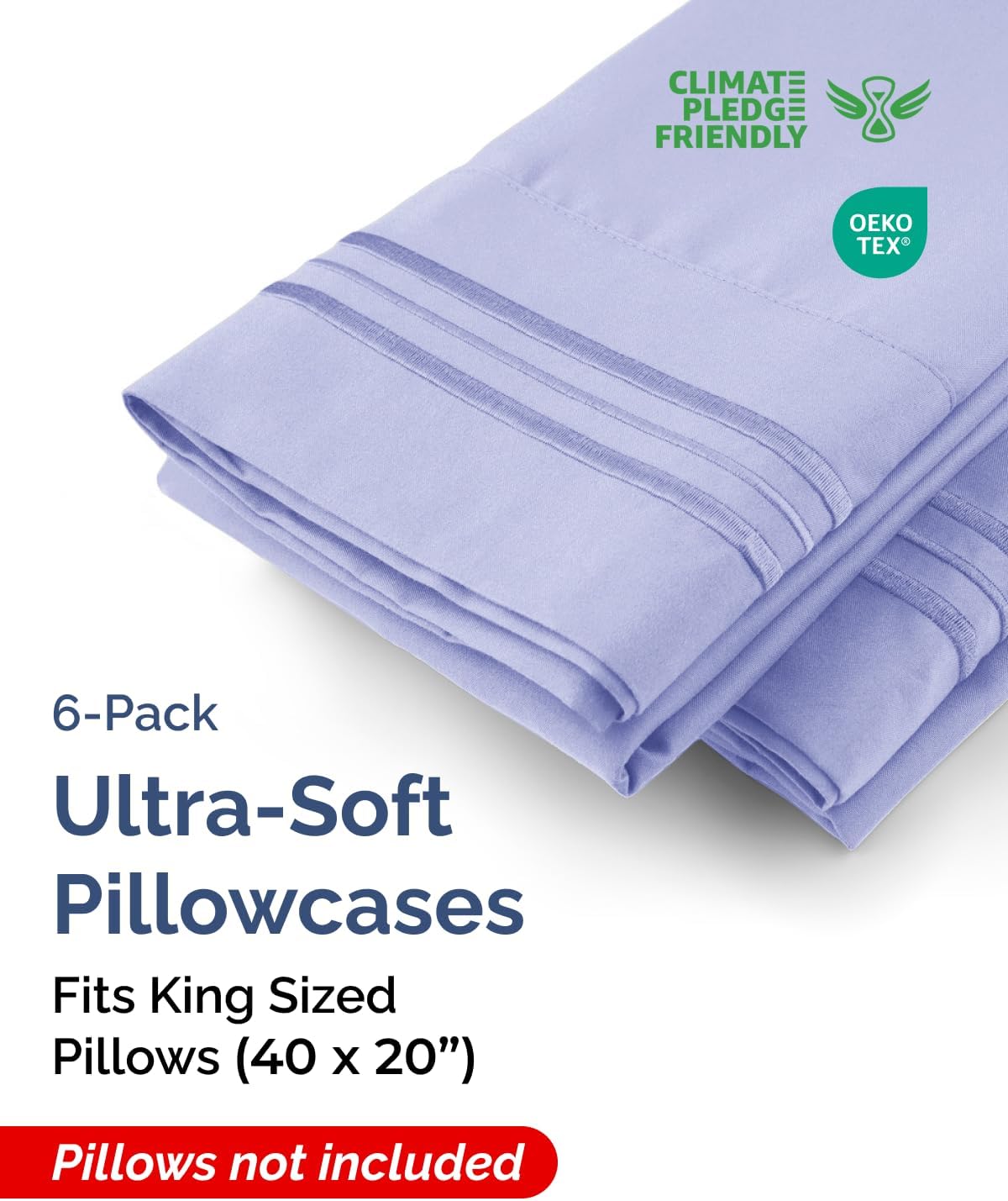 King Pillow Cases Set of 6 - Ultra Soft Hotel Quality Pillowcase Covers - Comfy, Cozy & Wrinkle Free - Shrink, Stain & Fade Resistant…