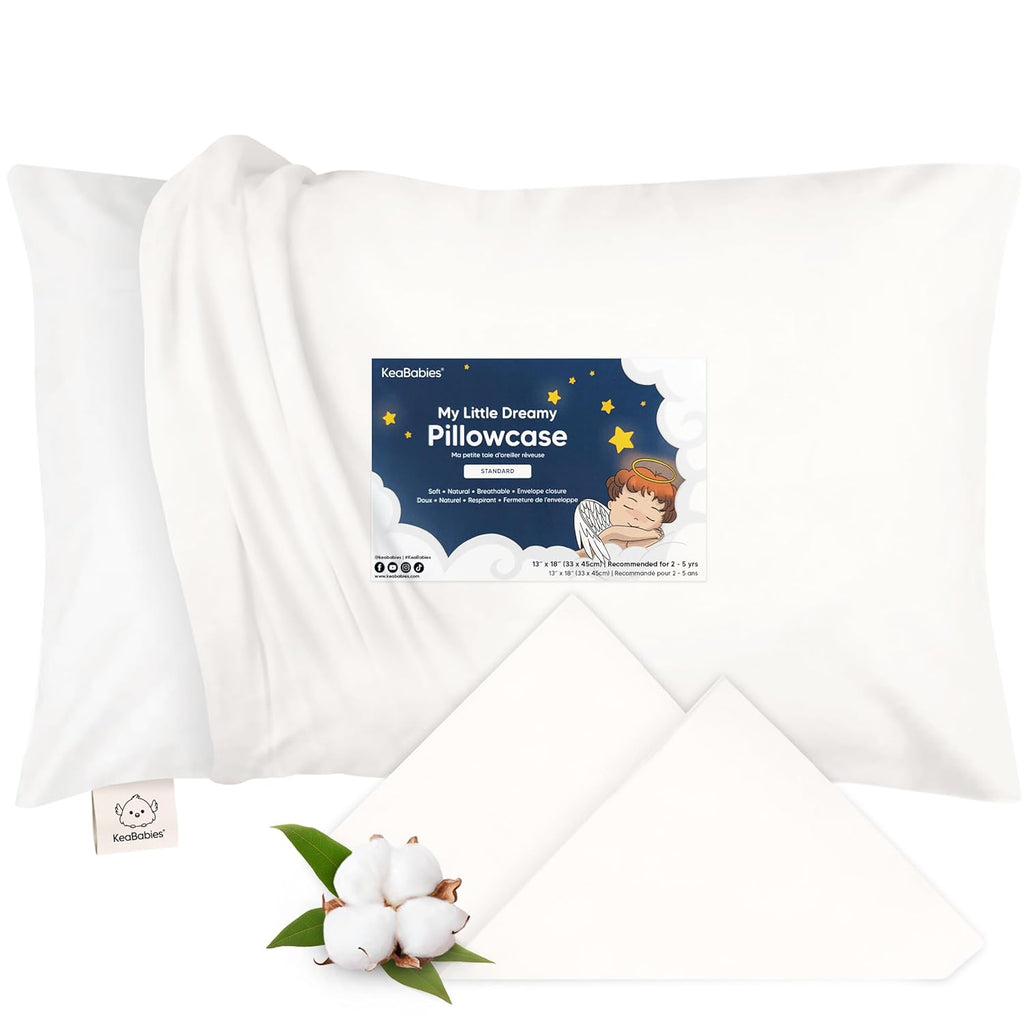 KeaBabies Toddler Pillowcase 13"x18" - Organic Cotton Toddler Pillowcase for Kids, Boys, Girls, Soft & Durable Cotton Cover for Miniature…