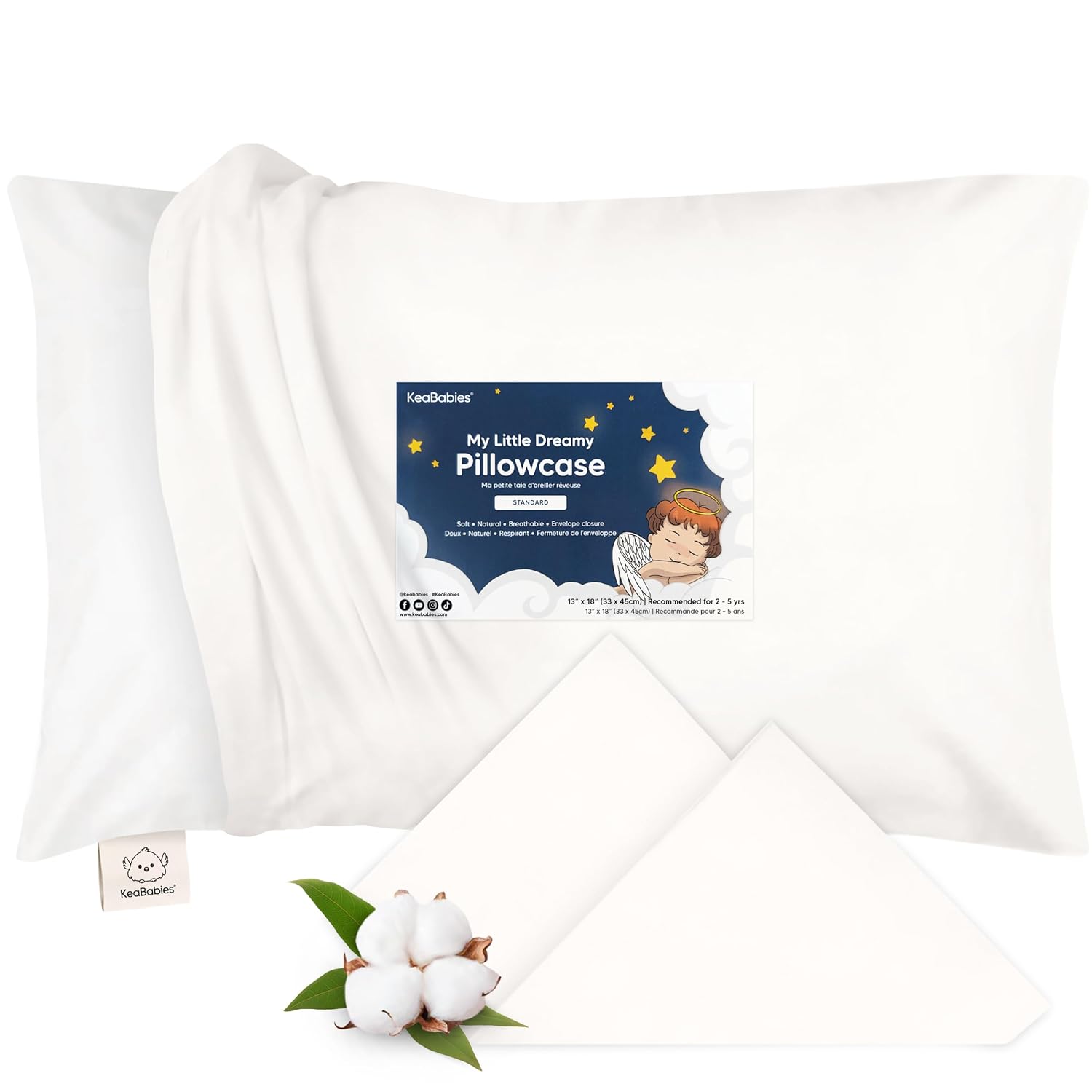KeaBabies Toddler Pillowcase 13"x18" - Organic Cotton Toddler Pillowcase for Kids, Boys, Girls, Soft & Durable Cotton Cover for Miniature…