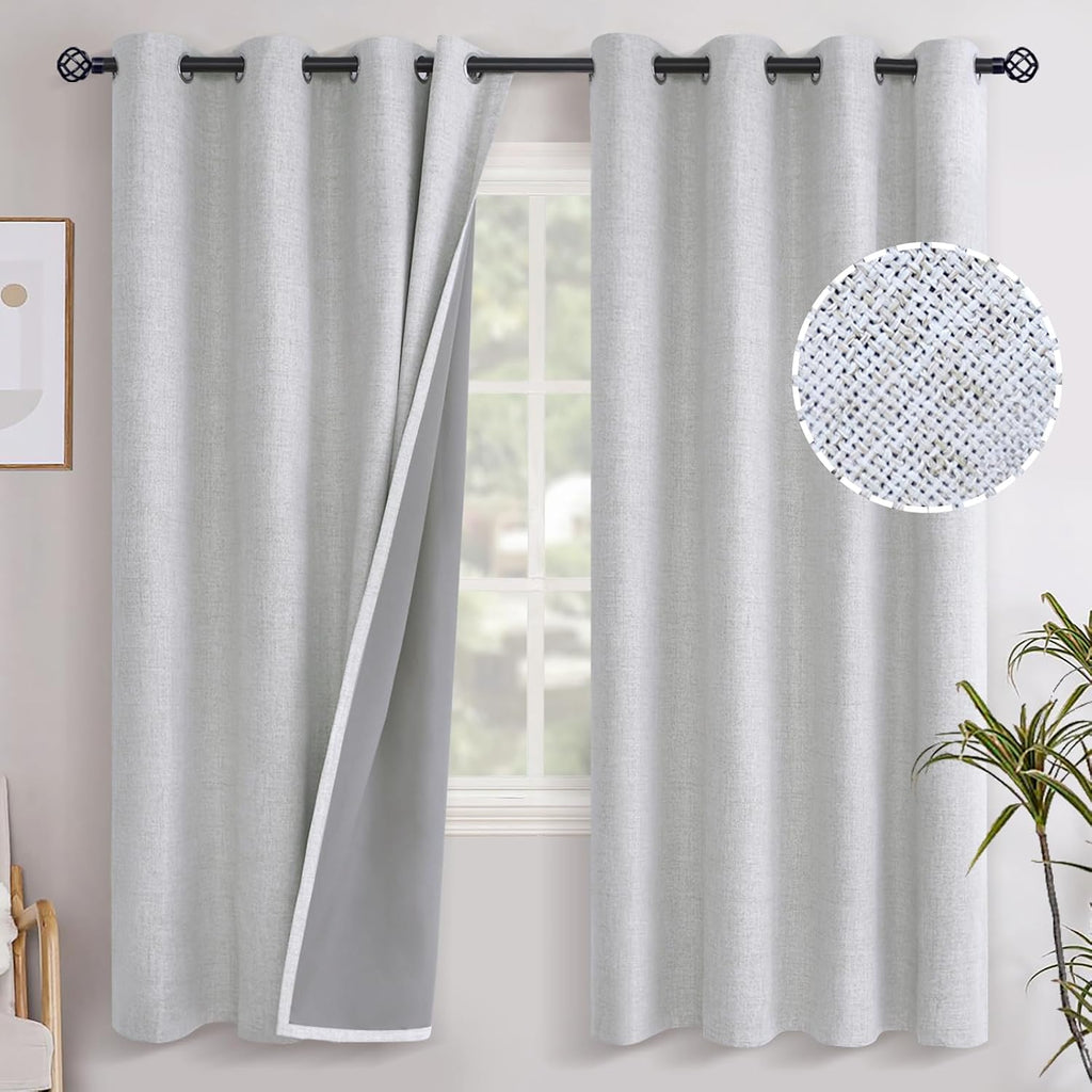 YoungsTex Linen Blackout Curtains 72 Inches Length 2 Panels, Grommet Full Room Darkening Linen Textured Window Drapes Thermal Insulated for…