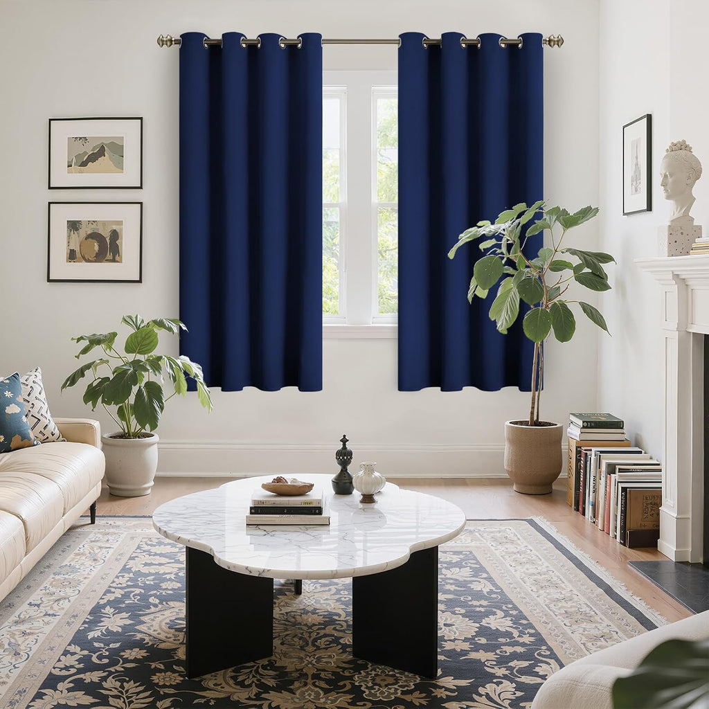 YoungsTex Navy Blackout Curtains 63 Inch Length for Kids Bedroom Thermal Insulated with Grommet Room Darkening Window Drapes for Living Roo…