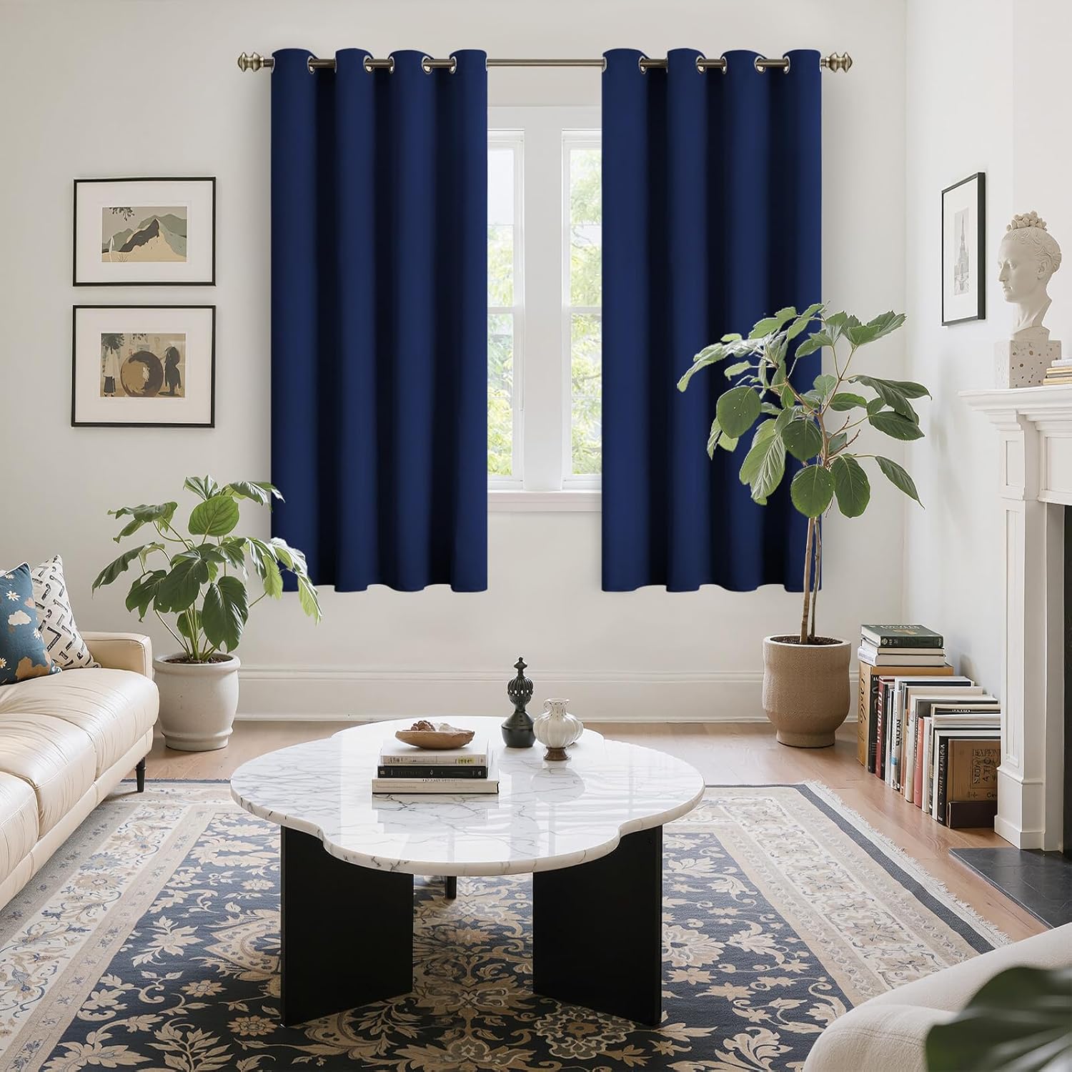 YoungsTex Navy Blackout Curtains 63 Inch Length for Kids Bedroom Thermal Insulated with Grommet Room Darkening Window Drapes for Living Roo…