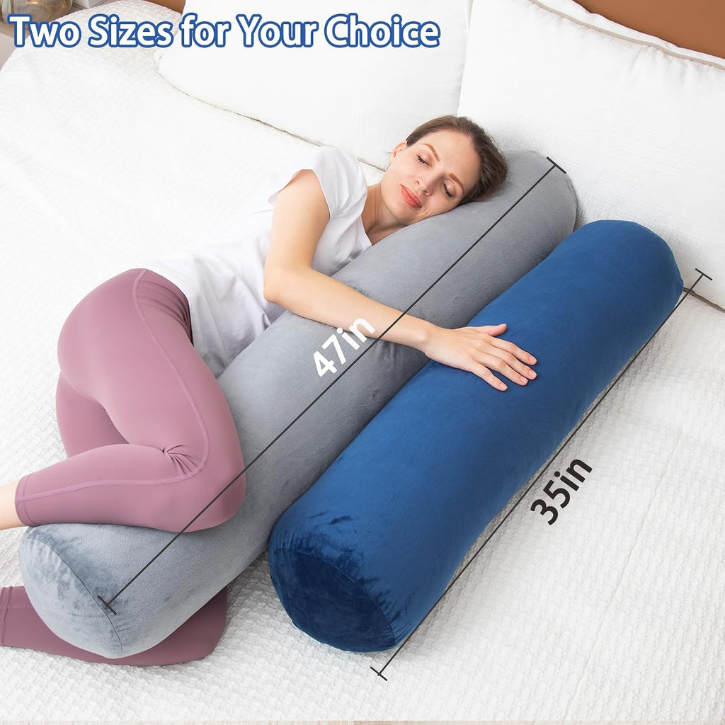 1Middleone 1 MIDDLE ONE Body Pillow, Memory Foam Round Body Pillows for Adults, Firm Long Bolster Pillow for Bed, Cylinder Tube Roll Pillow…