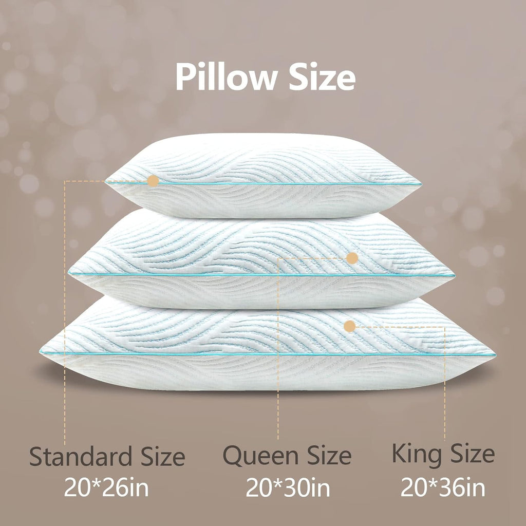 Pillows King Size Set of 2 Cooling Memory Foam Pillows for Sleeping Adjustable Medium Firm Back and Side Sleeper