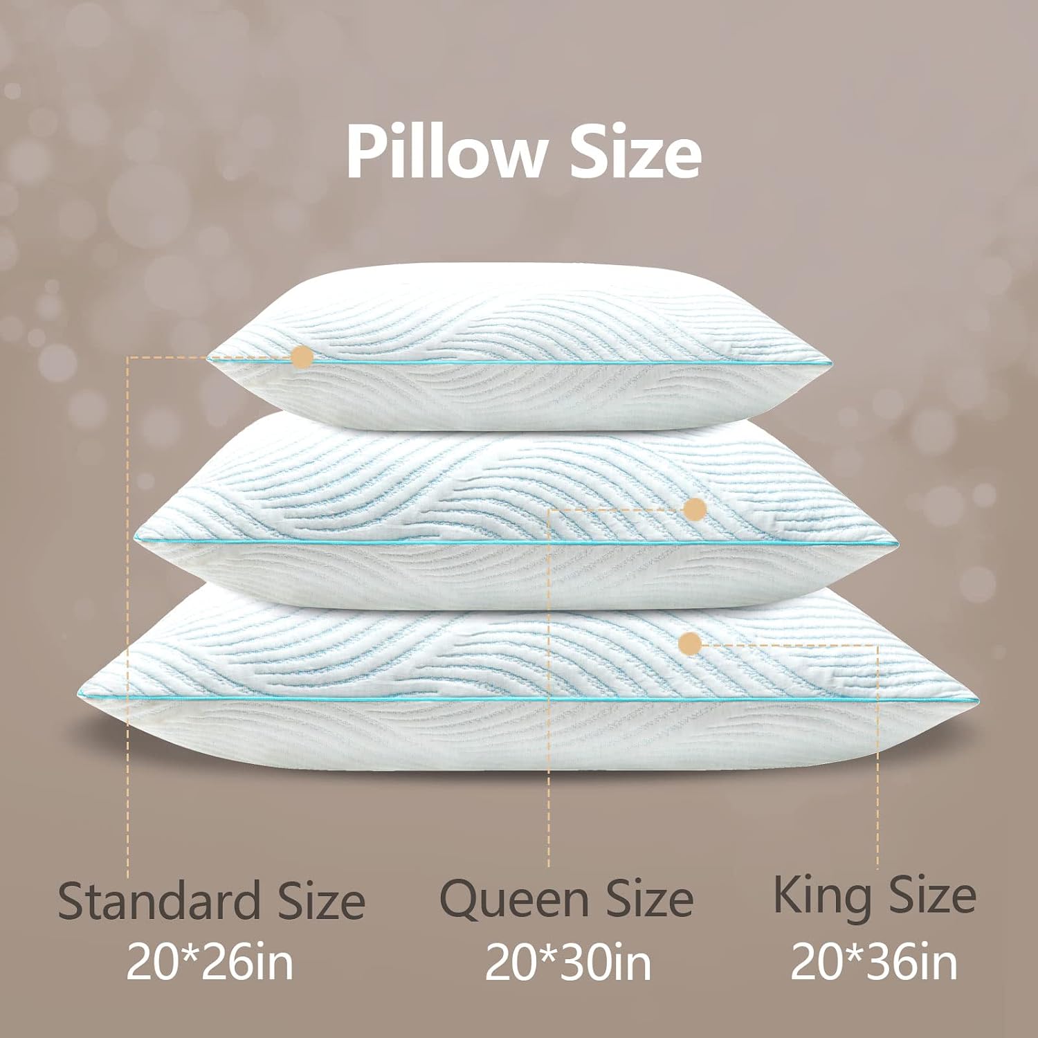 Pillows King Size Set of 2 Cooling Memory Foam Pillows for Sleeping Adjustable Medium Firm Back and Side Sleeper