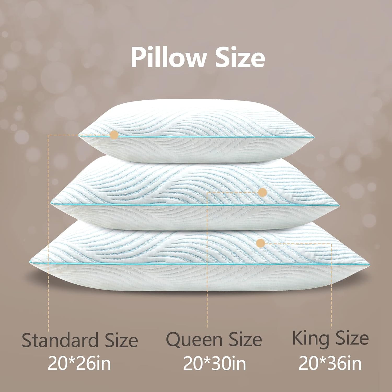 Pillows Standard Size Set of 2 Cooling Memory Foam Pillows for Sleeping Adjustable Medium Firm Back and Side Sleeper