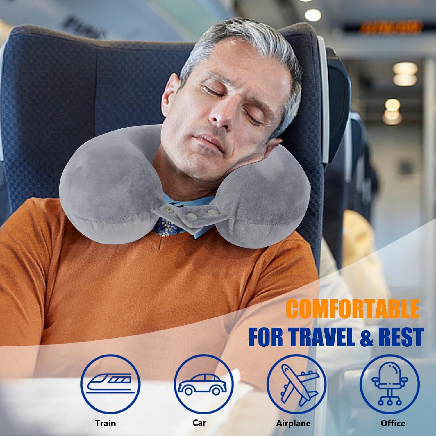 Saireider Airplane Pillow 100% Memory Foam Neck Pillow for Airplanes Flight Rest Adjustable Travel Neck Support Pillows-help reduce The…