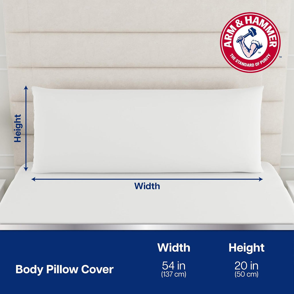 Armhammer Arm & Hammer Cooling Comfort Zippered Body Pillow Cover, 20 x 54, White White