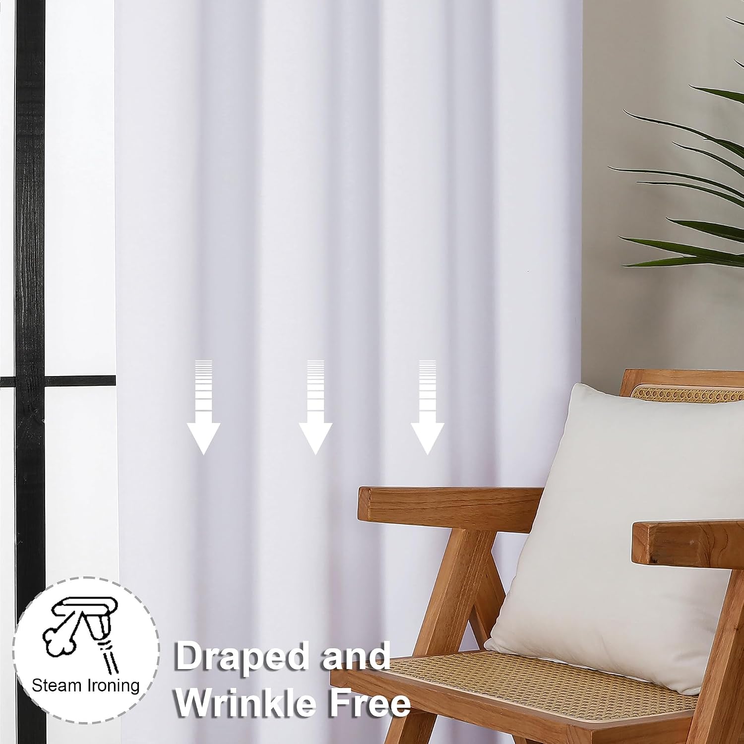Simplebrand Ava Pure White Curtains for Bedroom 90 Inches Long 2 Panels Set, Room Darkening Window Treatment, Light Filtering Curtain Drape…