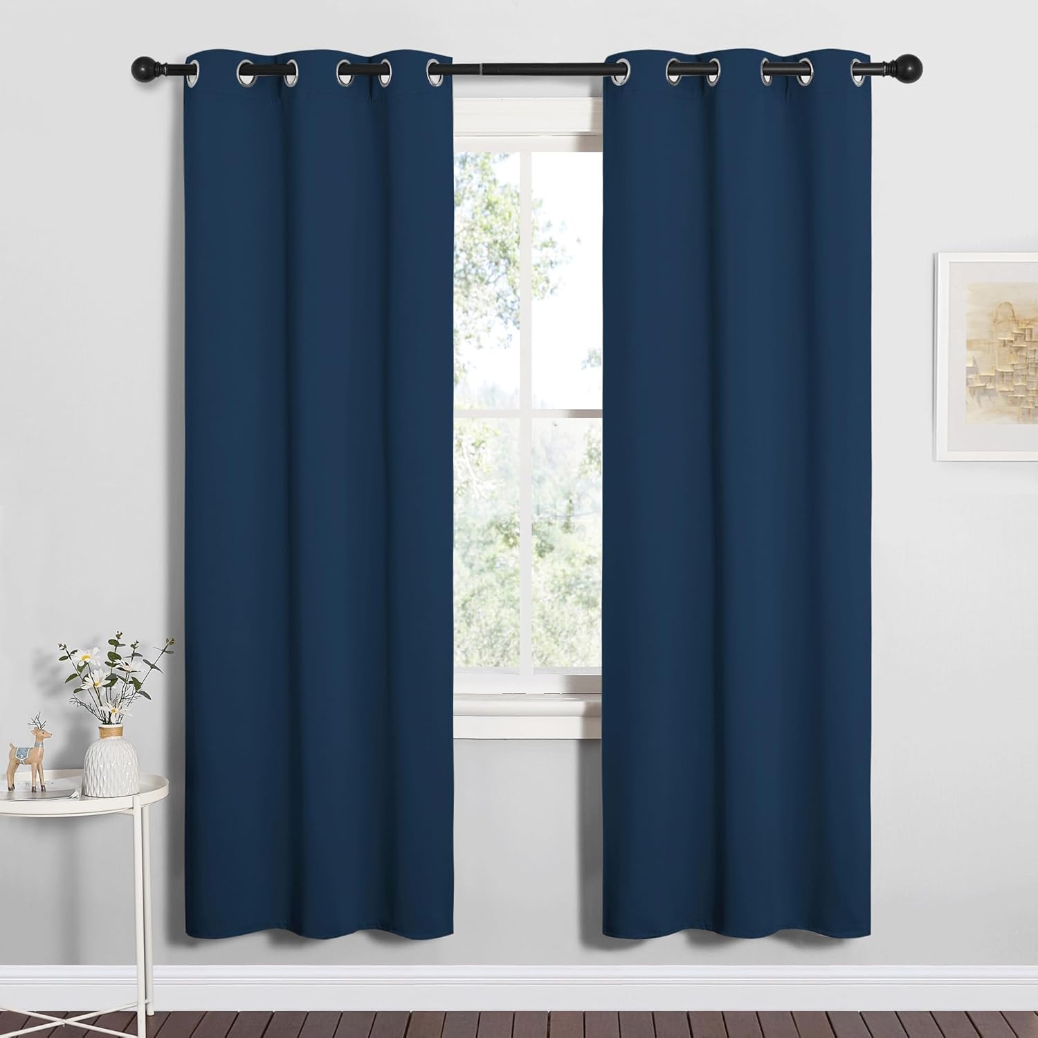 NICETOWN Bedroom Curtain Panels Blackout Draperies, Thermal Insulated Solid Grommet Blackout Curtains/Drapes (Moroccan Blue, 1 Pair, 34…