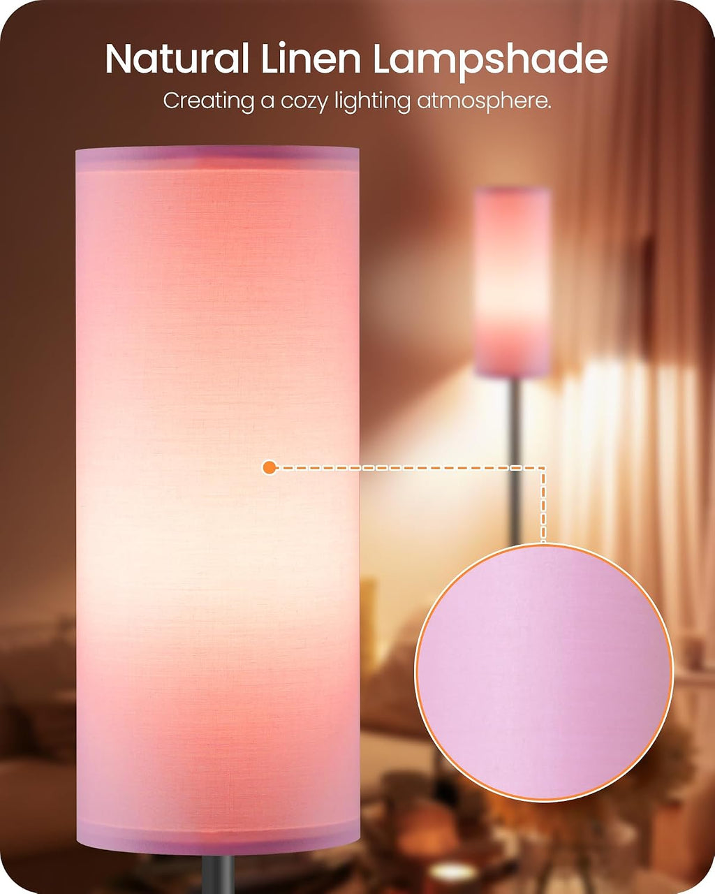 2 Pack Dimmable Pink Floor Lamps for Living Room with 2 Remotes and Foot Switch, Corner Floor Lamp, 64.4'' Standing Tall Lamp, 10W 900LM…