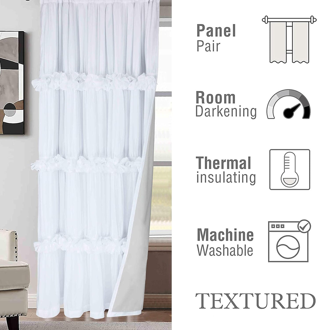 Homechoice Decor Thermal Insulated Blackout Window Curtains, 54" W x 84" L x 2 Panels, Boho Ruched Window Treatments with 3 Rows of…